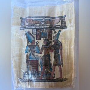 ancient Egyptian hand-painted papyrus cloth Ramses Il tomb scene